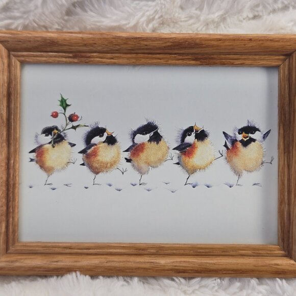 V. Pfeiffer Winter Whimsy: Five Festive Birds Framed Art Print - Picture 1 of 5